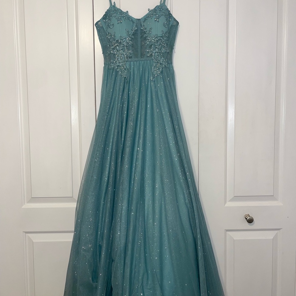 glitter embellish spaghetti strap sweetheart neck corset dress